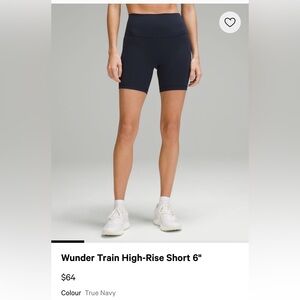 Lululemon Wunder Train Hi-Rise Short 6” Navy